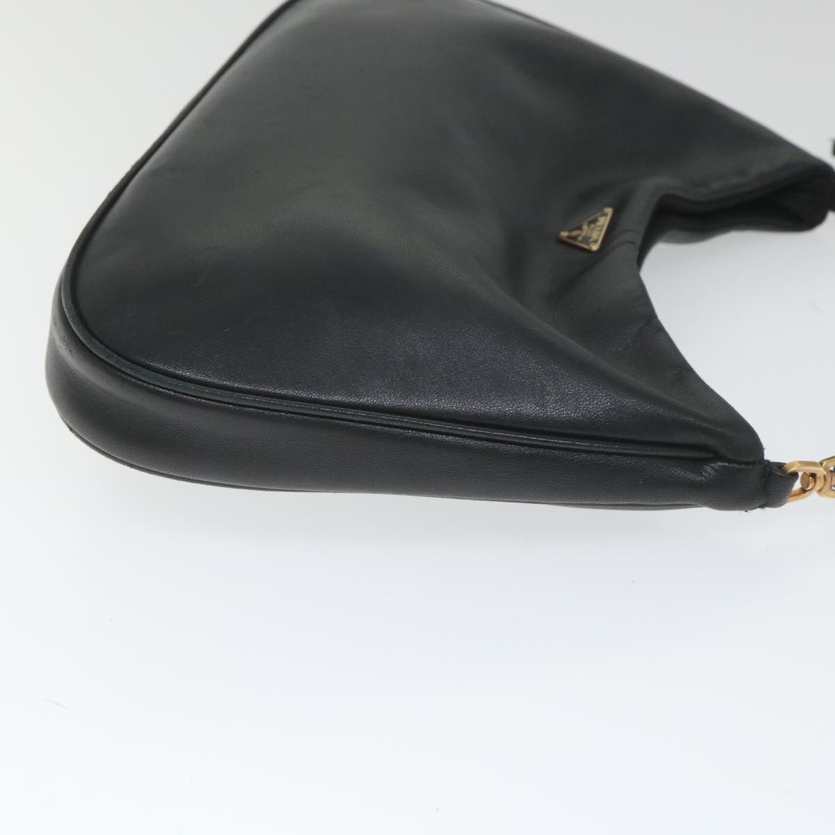 PRADA Shoulder Bag Leather Black Auth 57328