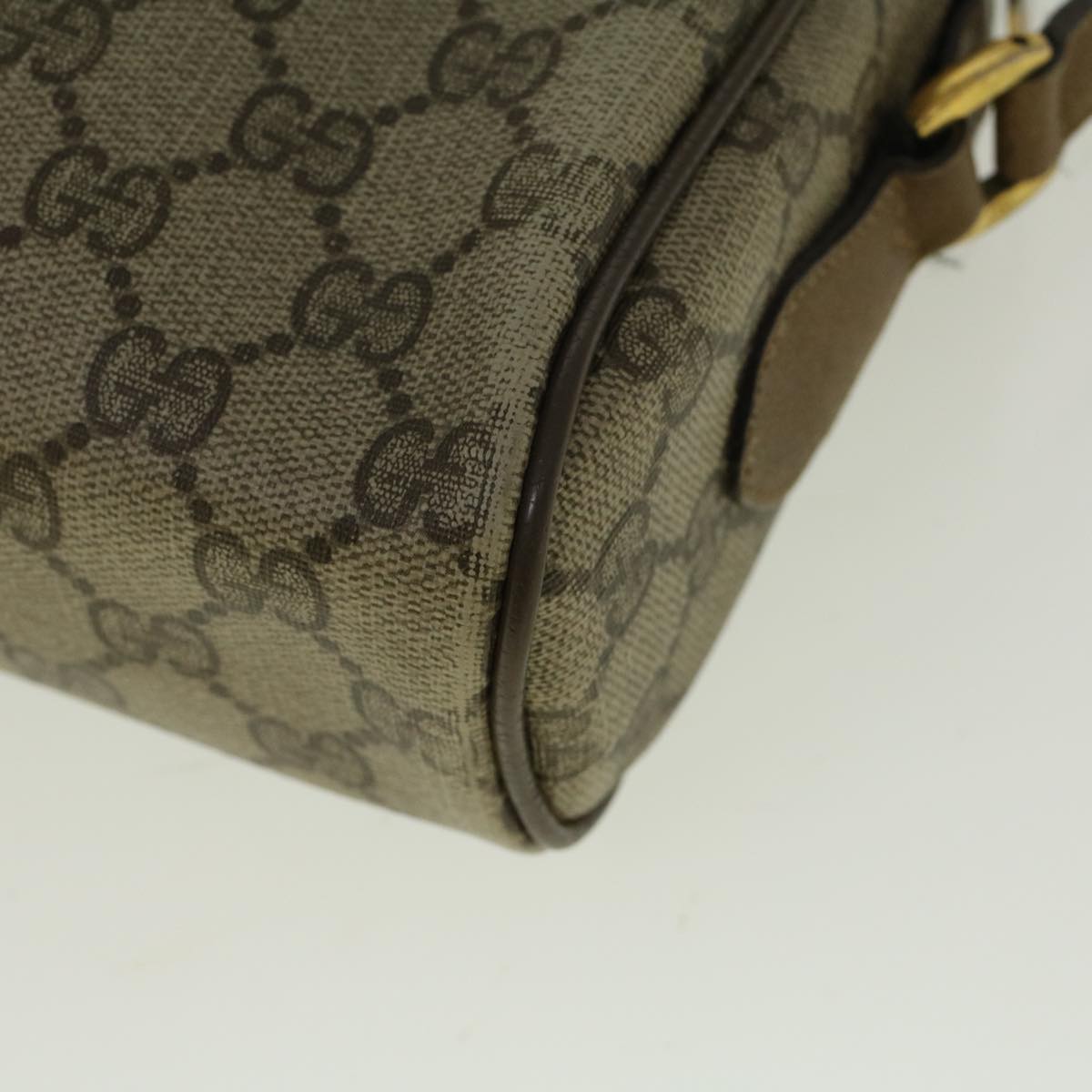 GUCCI GG Canvas Web Sherry Line Shoulder Bag PVC Leather Beige Green Auth 57329