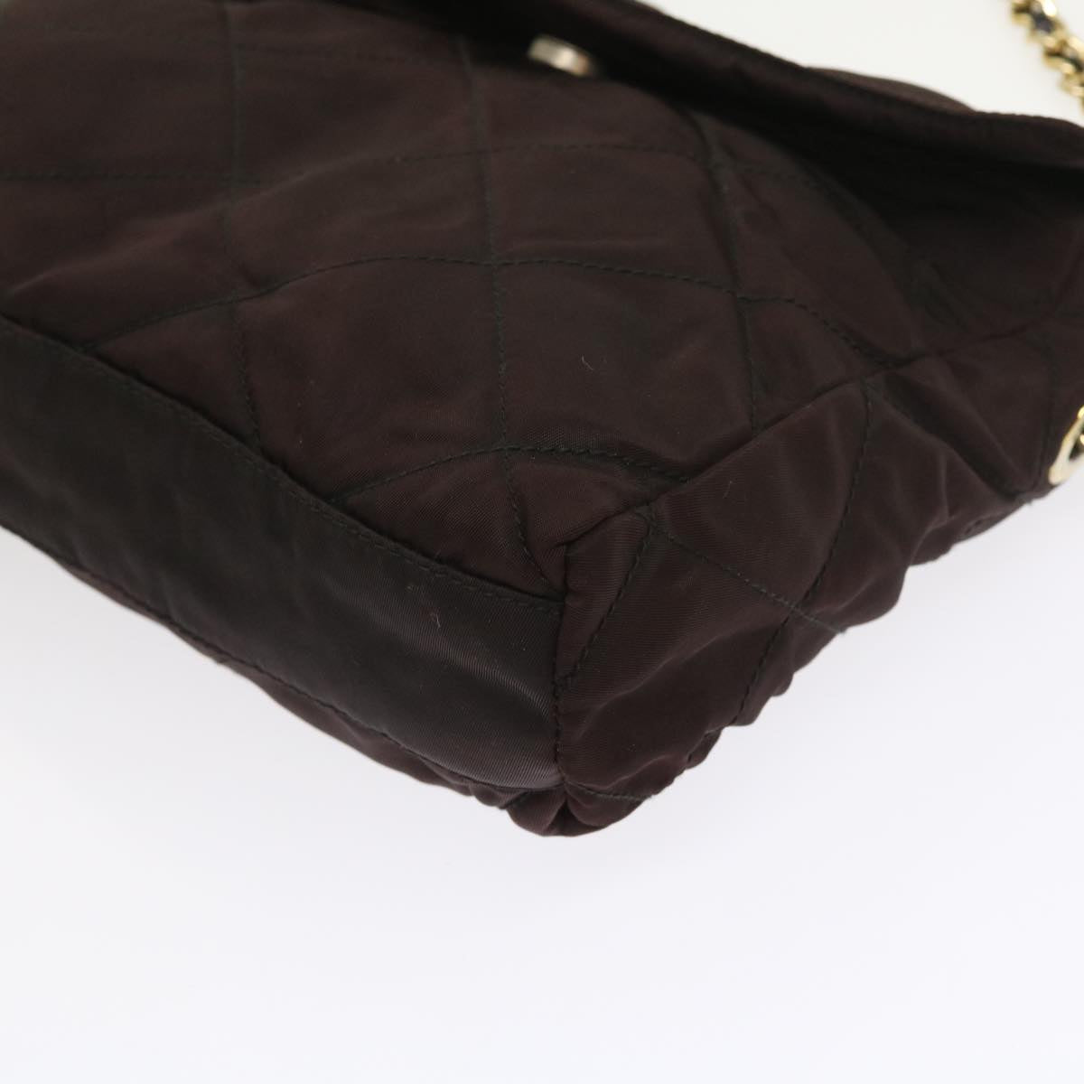 PRADA Quilted Shoulder Bag Nylon Brown Auth 57330