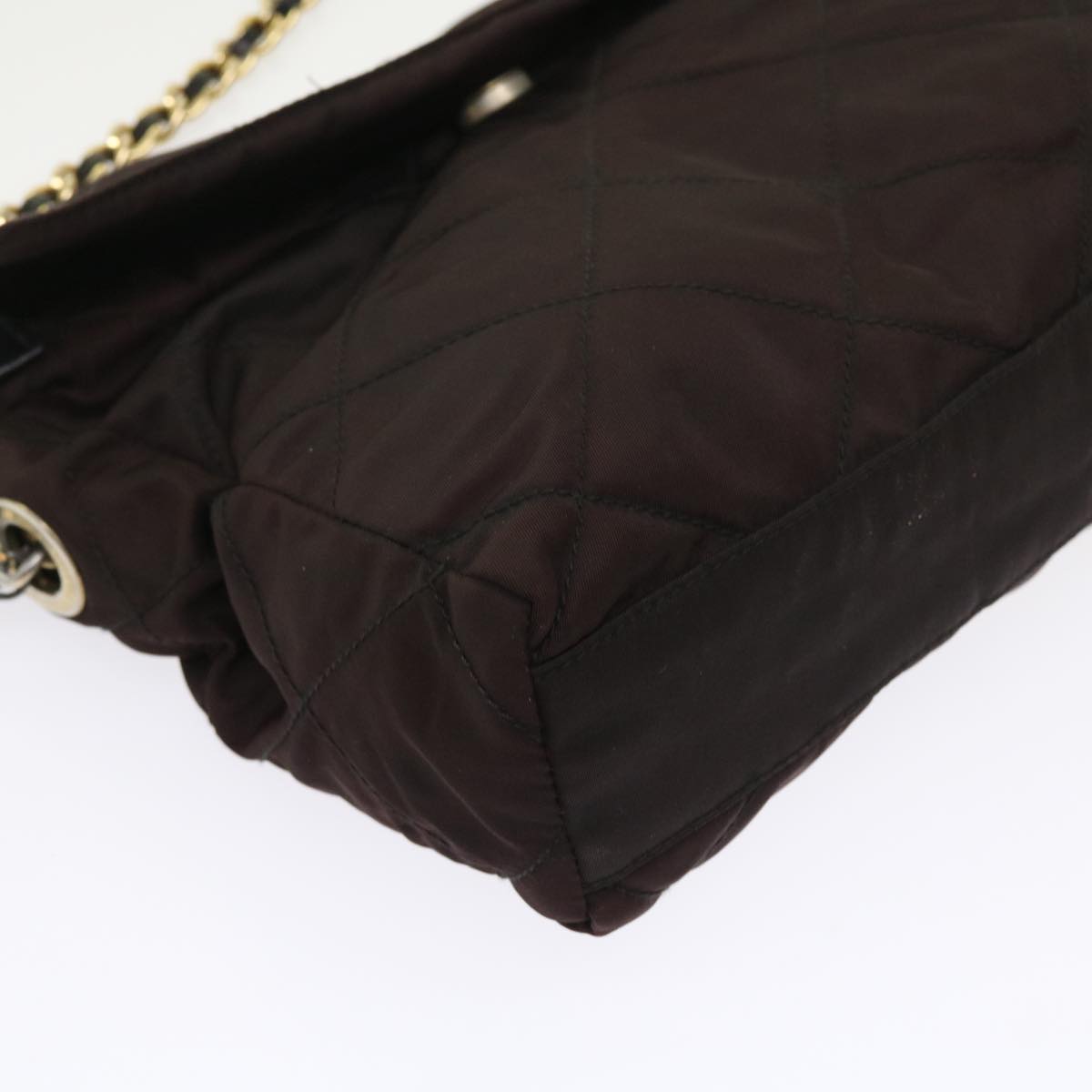 PRADA Quilted Shoulder Bag Nylon Brown Auth 57330