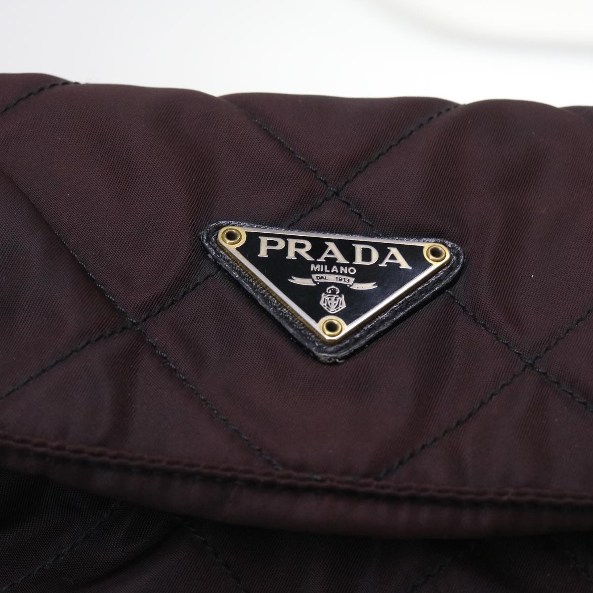 PRADA Quilted Shoulder Bag Nylon Brown Auth 57330