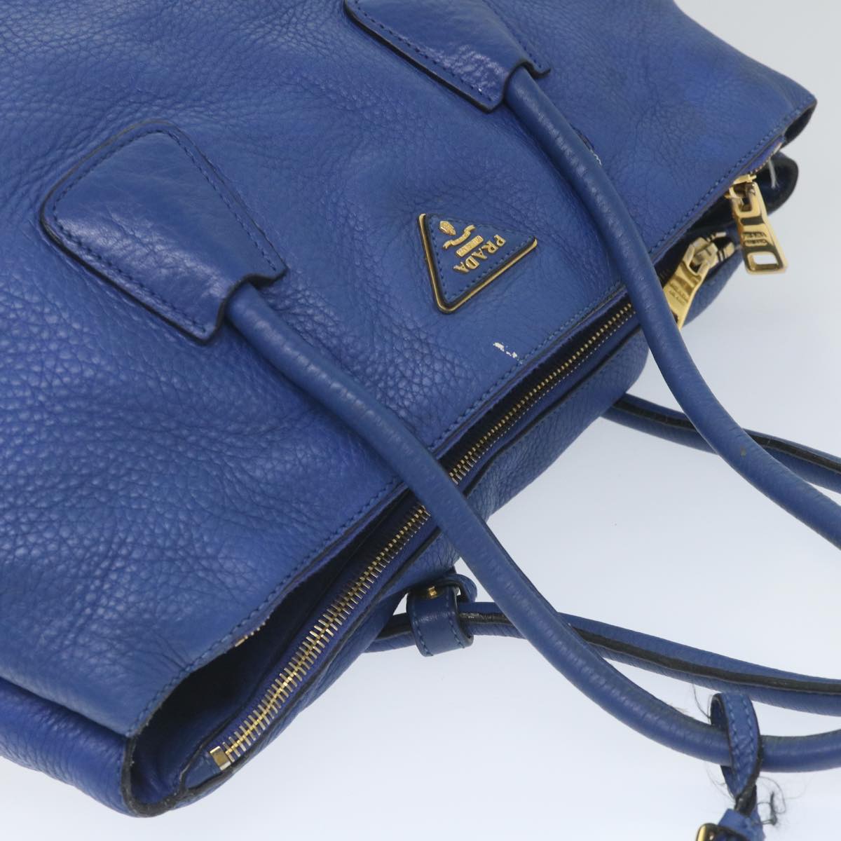 PRADA Shoulder Bag Leather 2way Blue Auth 57344