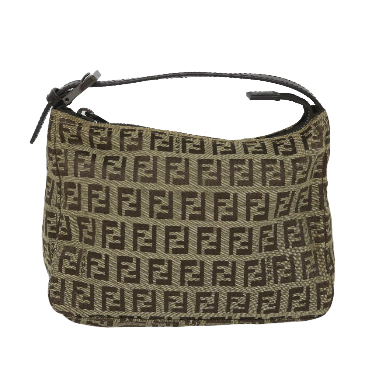 FENDI Zucchino Canvas Hand Bag Beige Auth 57356