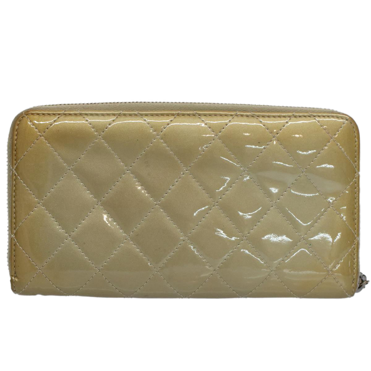 CHANEL Matelasse Long Wallet Patent leather Gold Tone CC Auth 57357 - 0