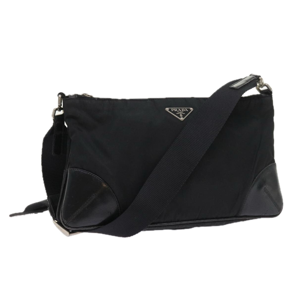 PRADA Shoulder Bag Nylon Black Auth 57365