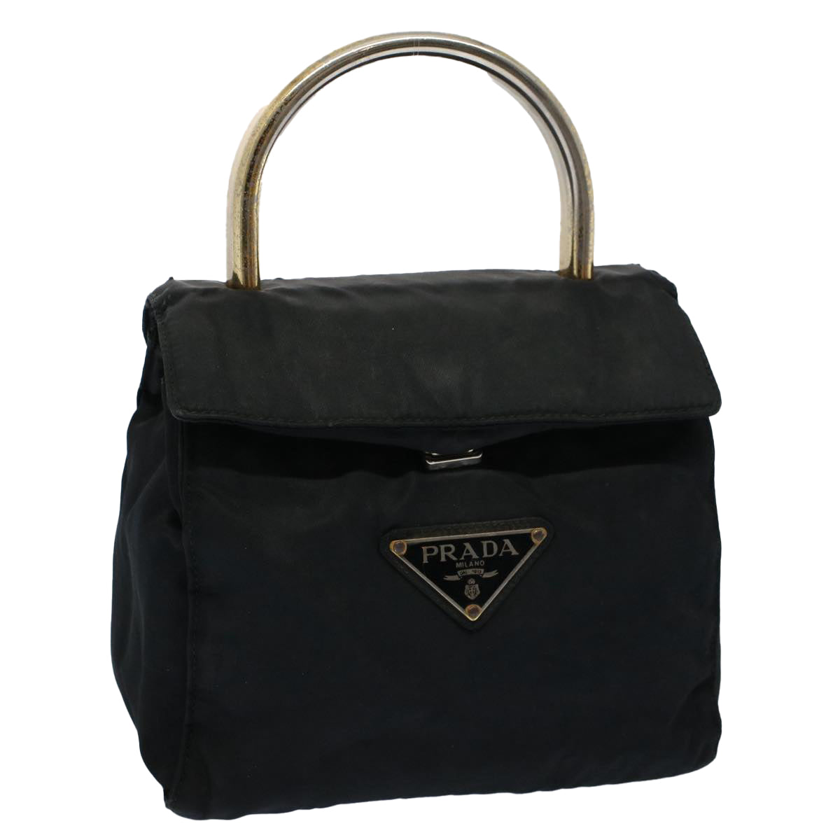 PRADA Hand Bag Nylon Black Auth 57376