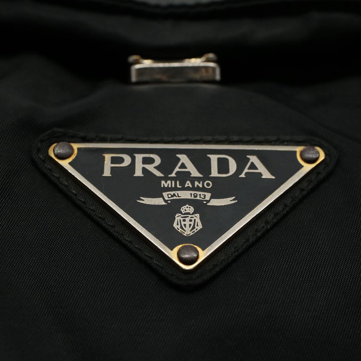 PRADA Hand Bag Nylon Black Auth 57376