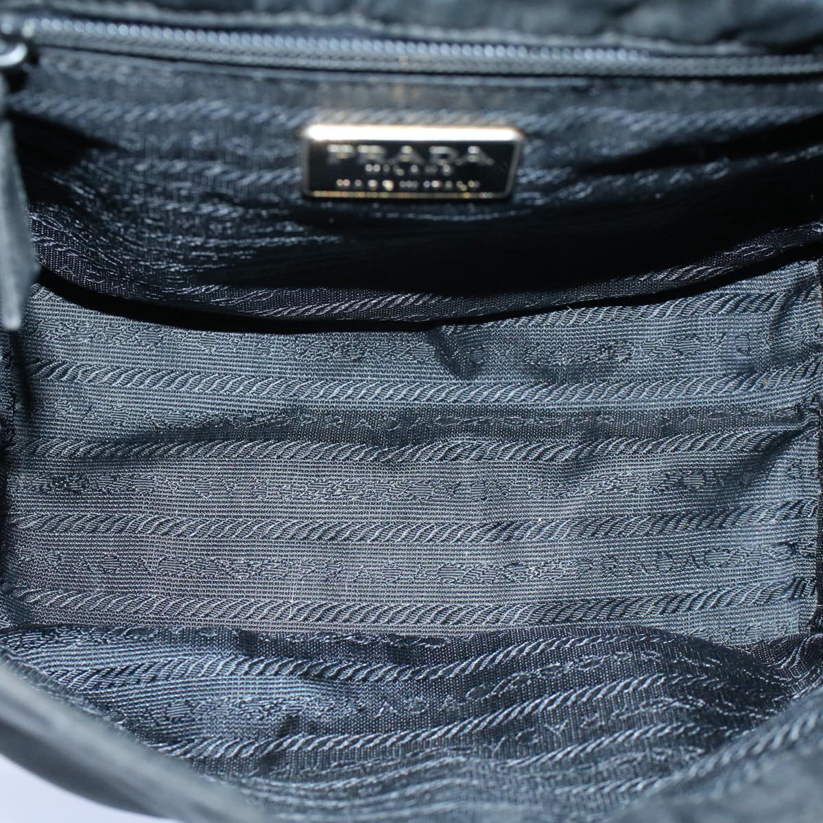 PRADA Hand Bag Nylon Black Auth 57376
