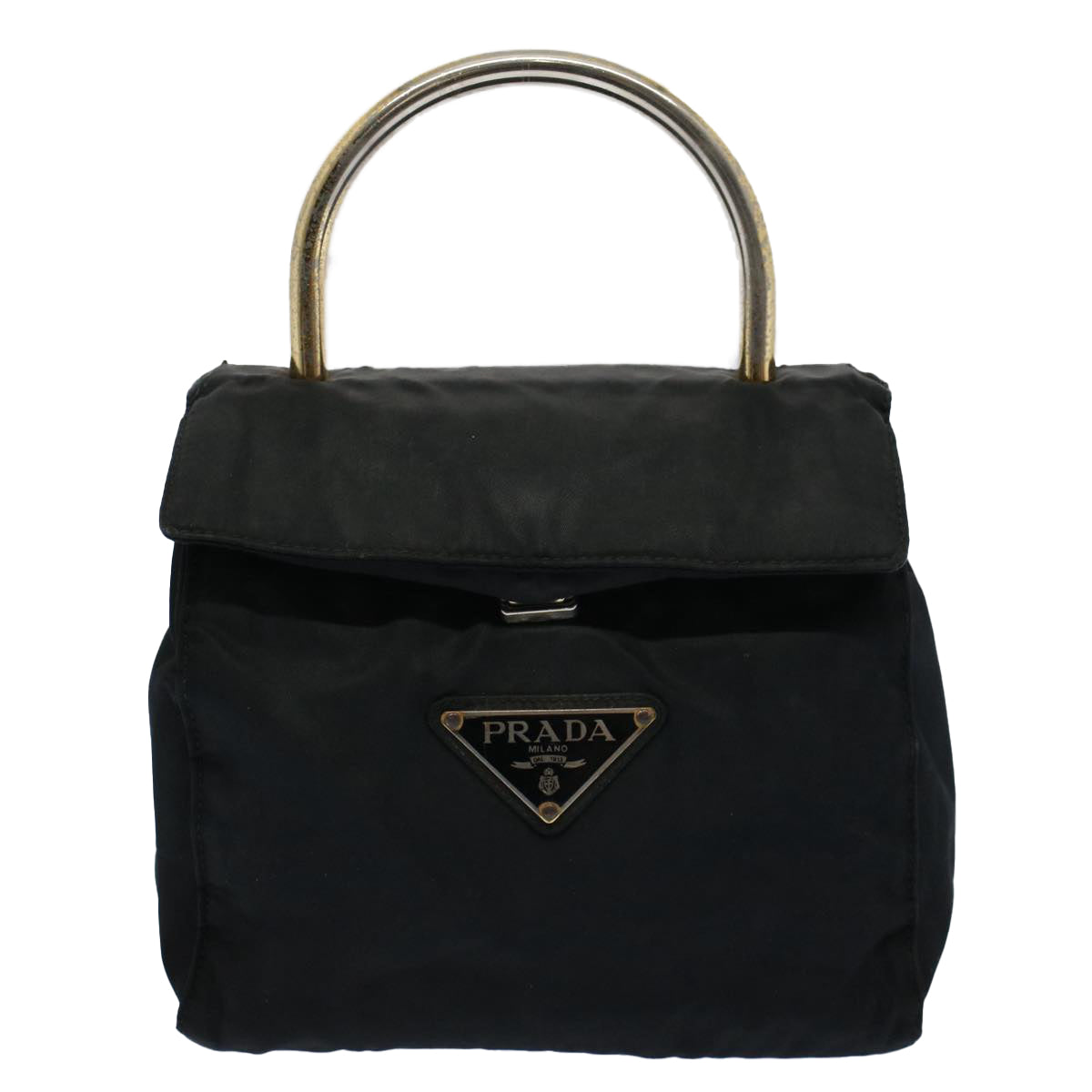 PRADA Hand Bag Nylon Black Auth 57376