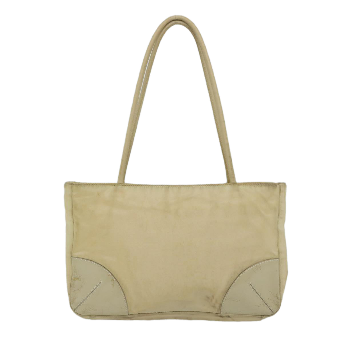 PRADA Shoulder Bag Nylon Beige Auth 57378