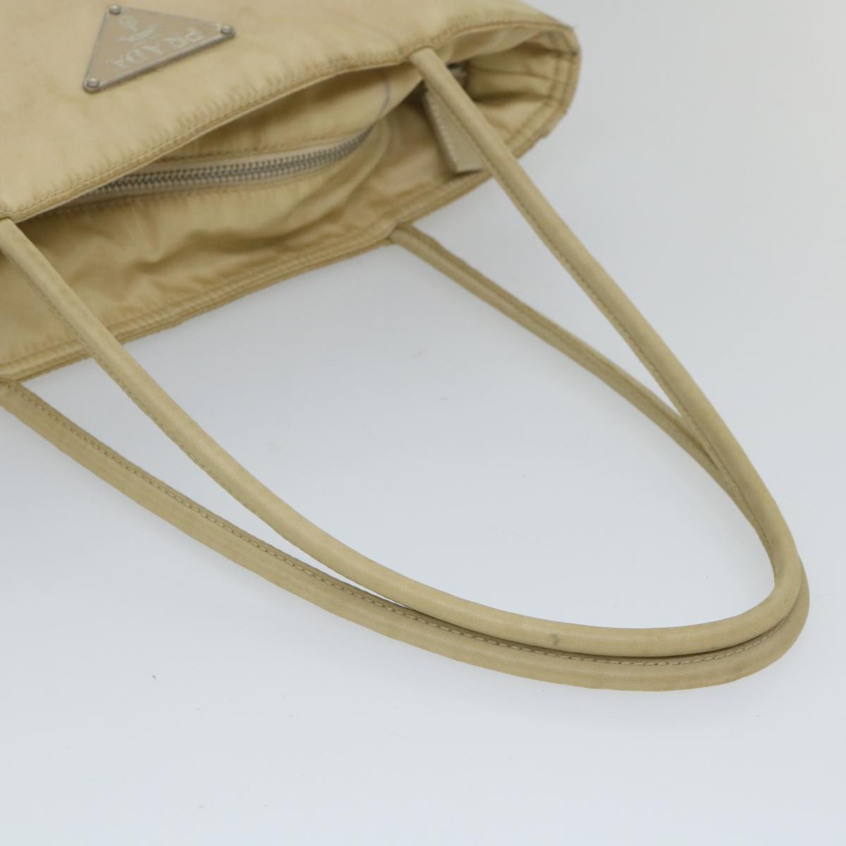 PRADA Shoulder Bag Nylon Beige Auth 57378