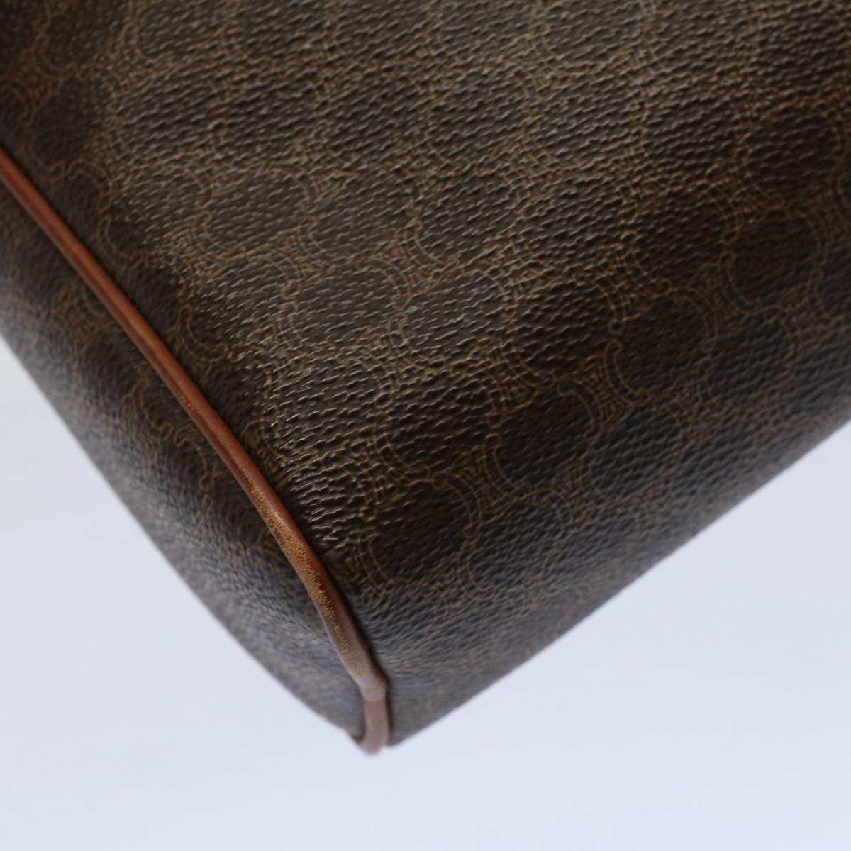 CELINE Macadam Canvas Clutch Bag PVC Leather Brown Auth 57379