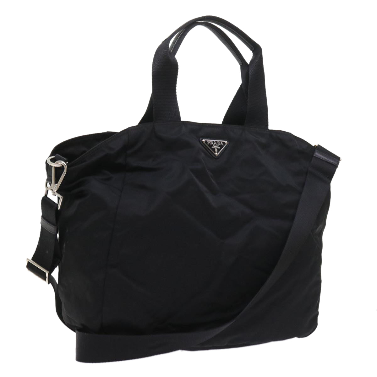 PRADA Tote Bag Nylon 2way Black Auth 57380