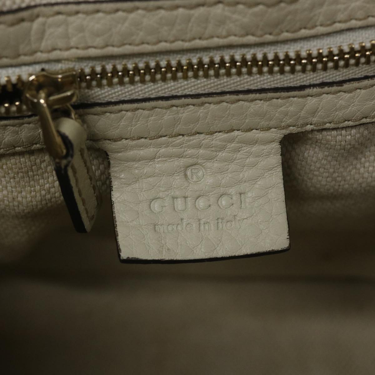 GUCCI Soho Shoulder Bag Leather 2way White 336751 Auth 57401