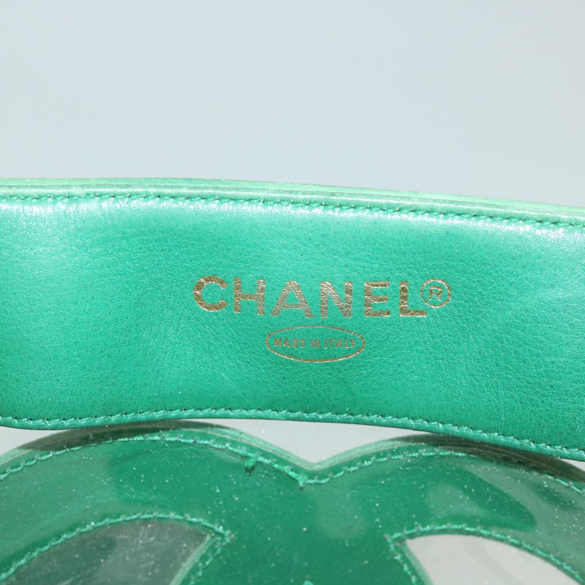 CHANEL COCO Mark Chain Shoulder Bag Leather Vinyl Green CC Auth 57448