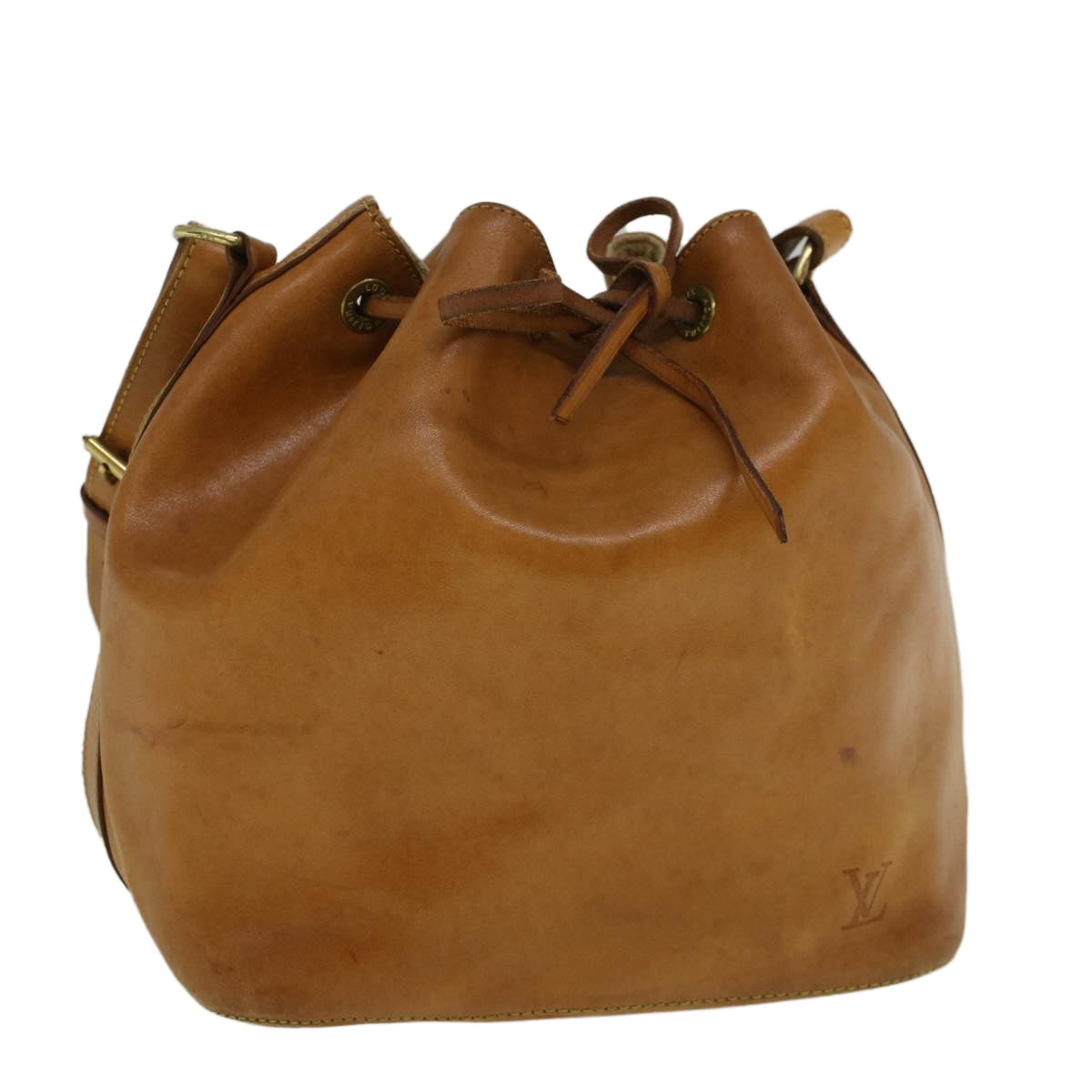 LOUIS VUITTON Nomad Leather Petit Noe Shoulder Bag Beige M85003 LV Auth 57459