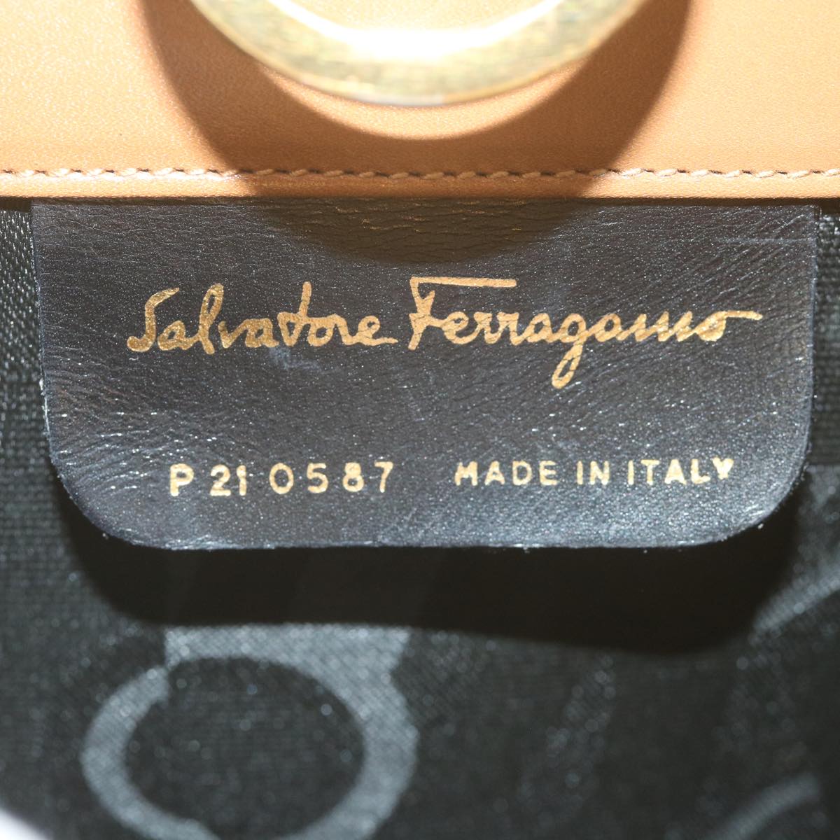 Salvatore Ferragamo Gancini Chain Shoulder Bag Leather Brown Auth 57576