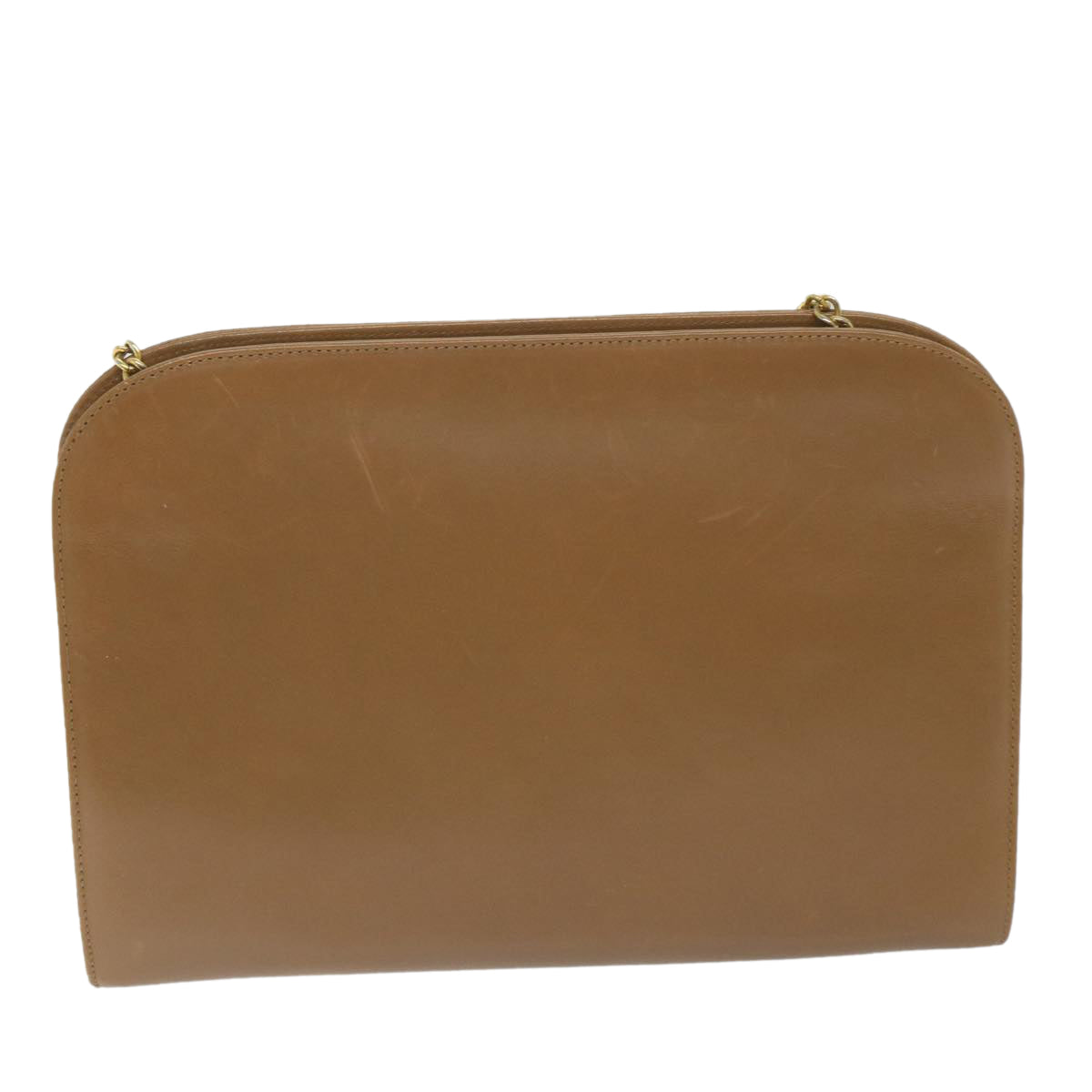 Salvatore Ferragamo Gancini Chain Shoulder Bag Leather Brown Auth 57576 - 0