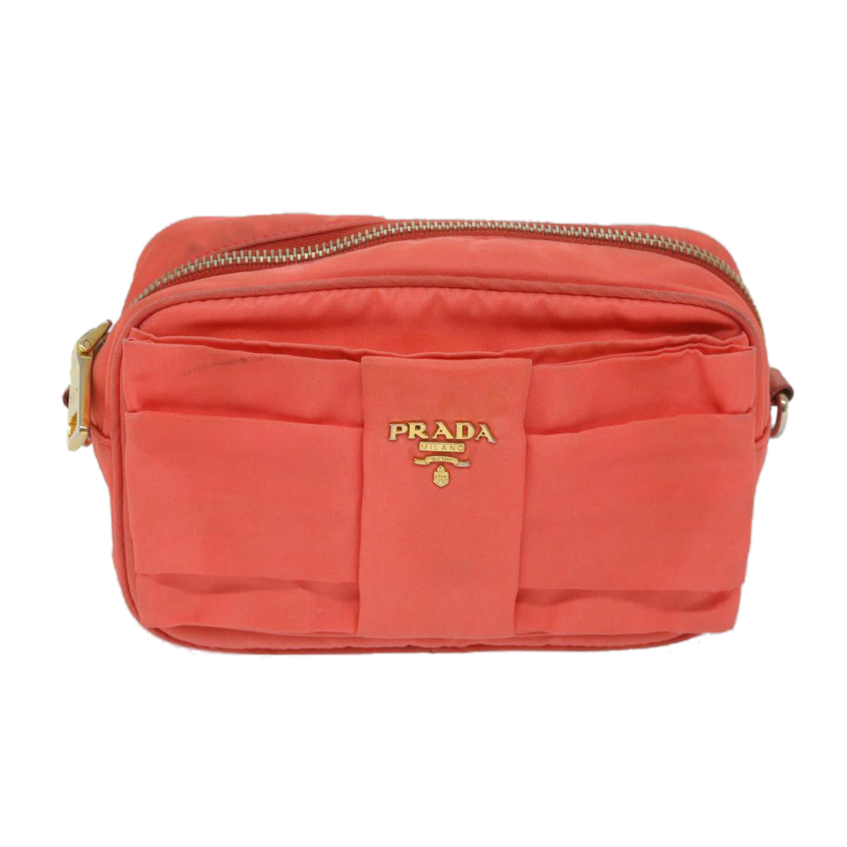 PRADA Shoulder Bag Nylon Orange Pink Auth 57616