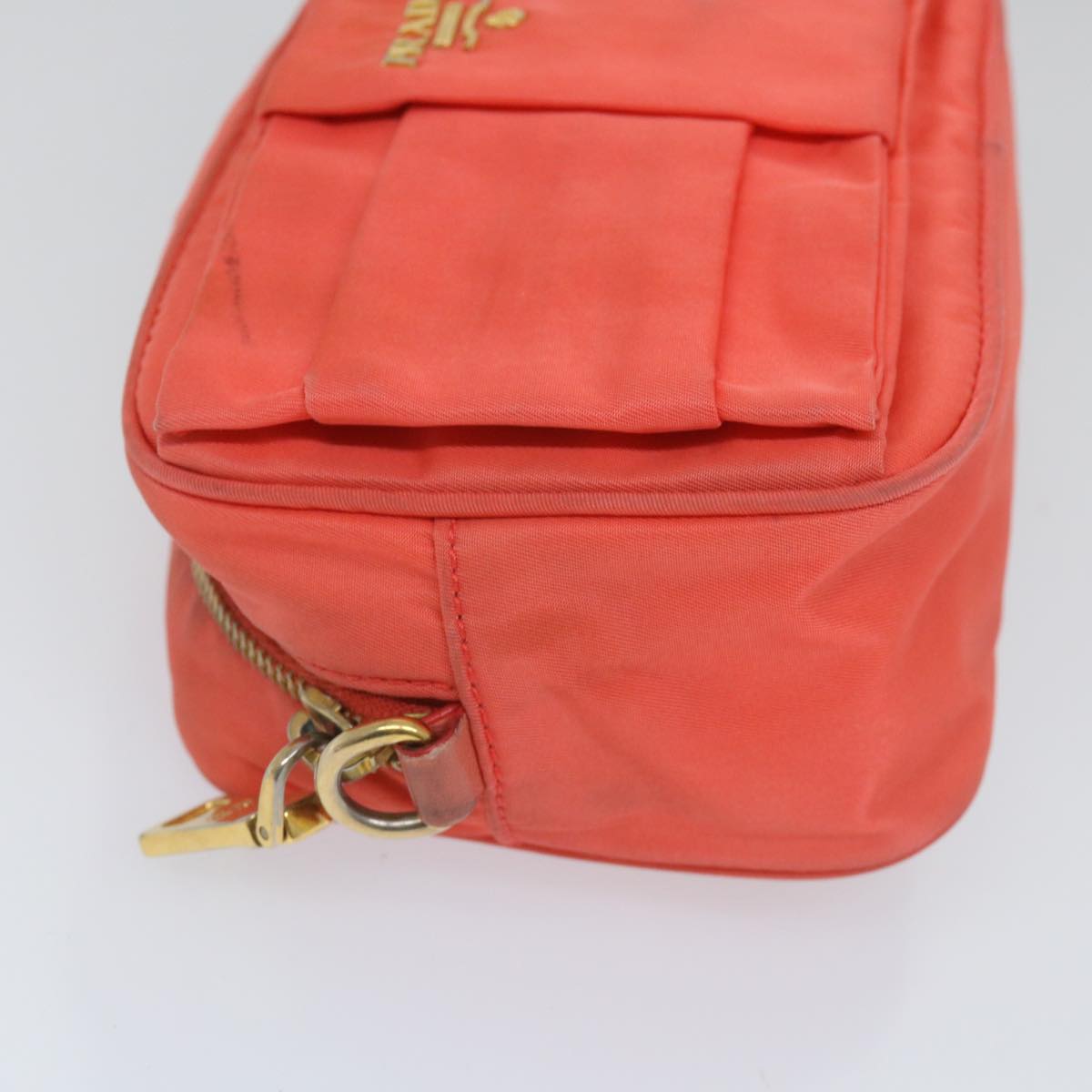 PRADA Shoulder Bag Nylon Orange Pink Auth 57616