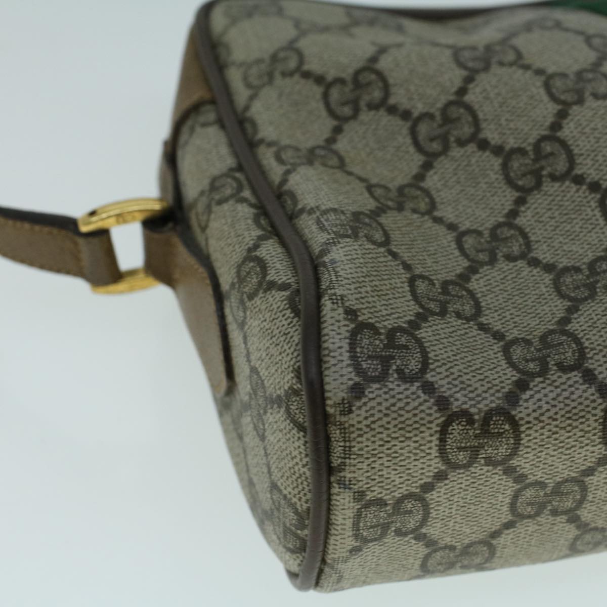 GUCCI GG Canvas Web Sherry Line Shoulder Bag PVC Leather Beige Green Auth 57622