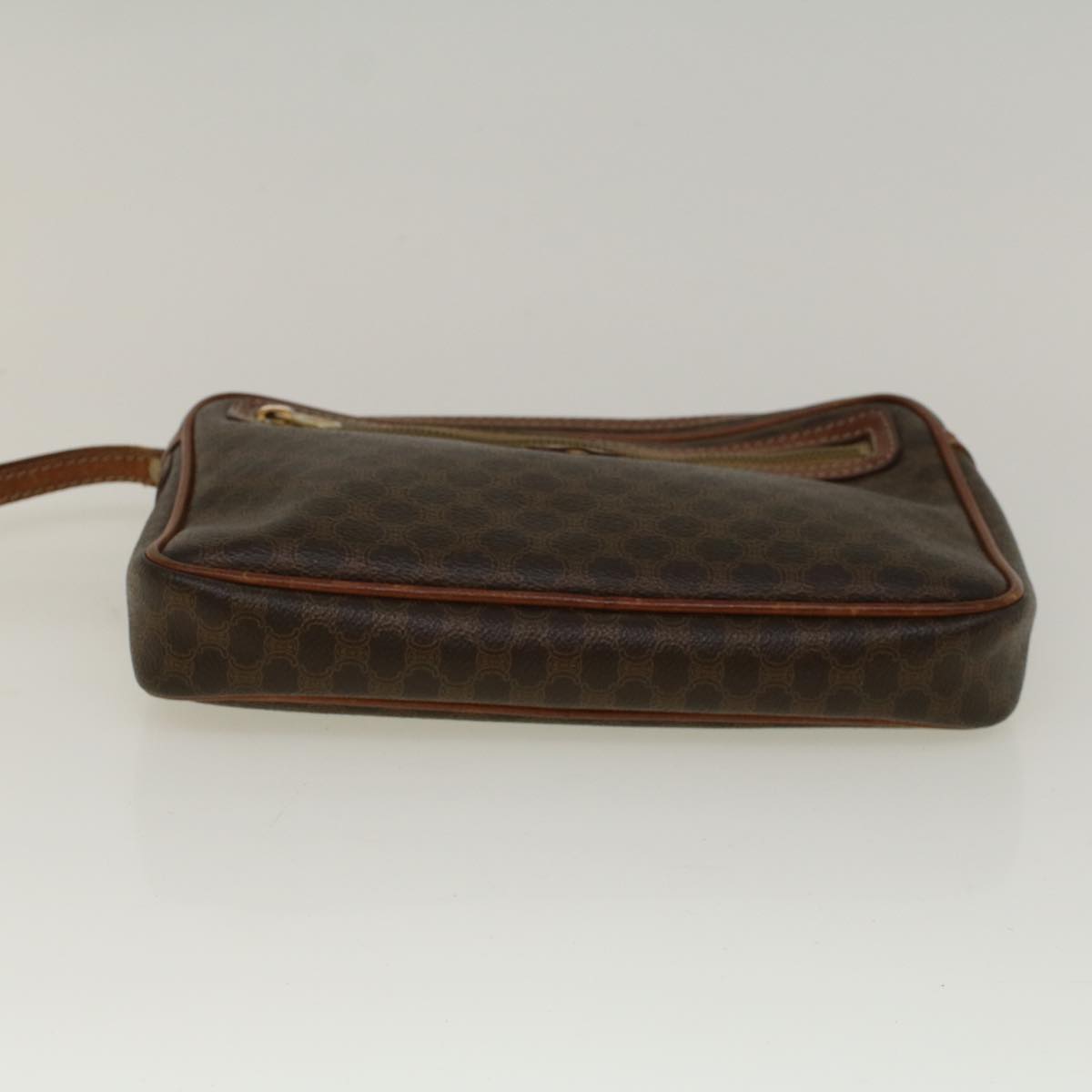 CELINE Macadam Canvas Clutch Bag PVC Leather Brown Auth 57637