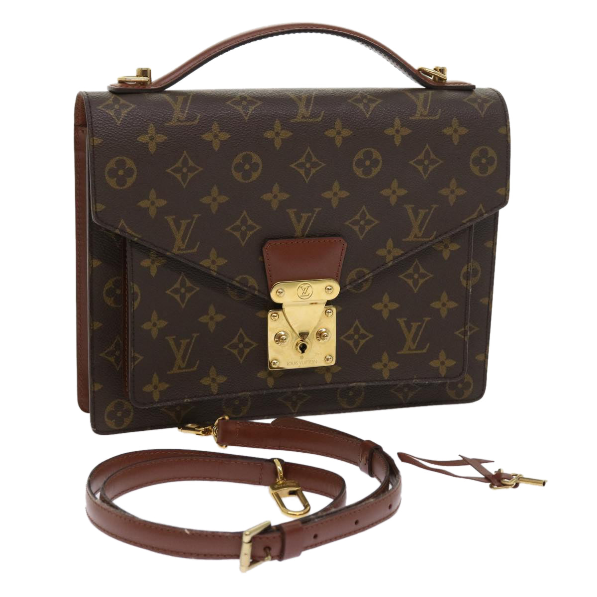 LOUIS VUITTON Monogram Monceau 28 Hand Bag 2way M51185 LV Auth 57651