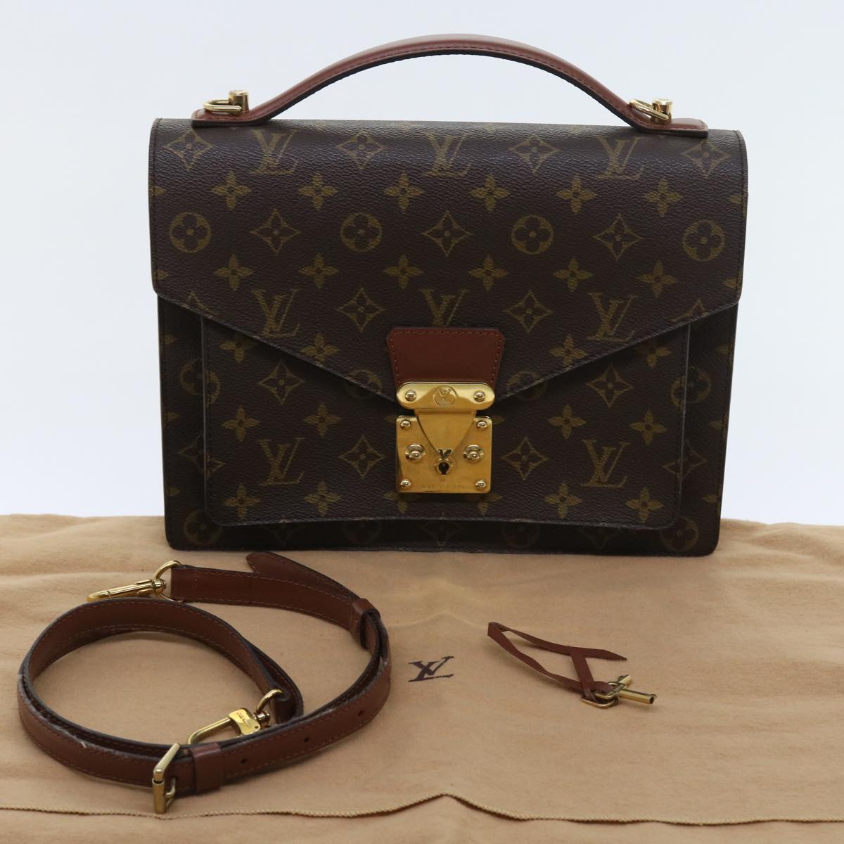 LOUIS VUITTON Monogram Monceau 28 Hand Bag 2way M51185 LV Auth 57651