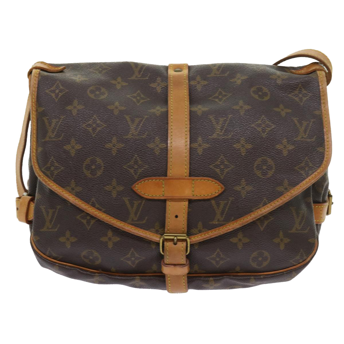 LOUIS VUITTON Monogram Saumur 30 Shoulder Bag M42256 LV Auth 57660