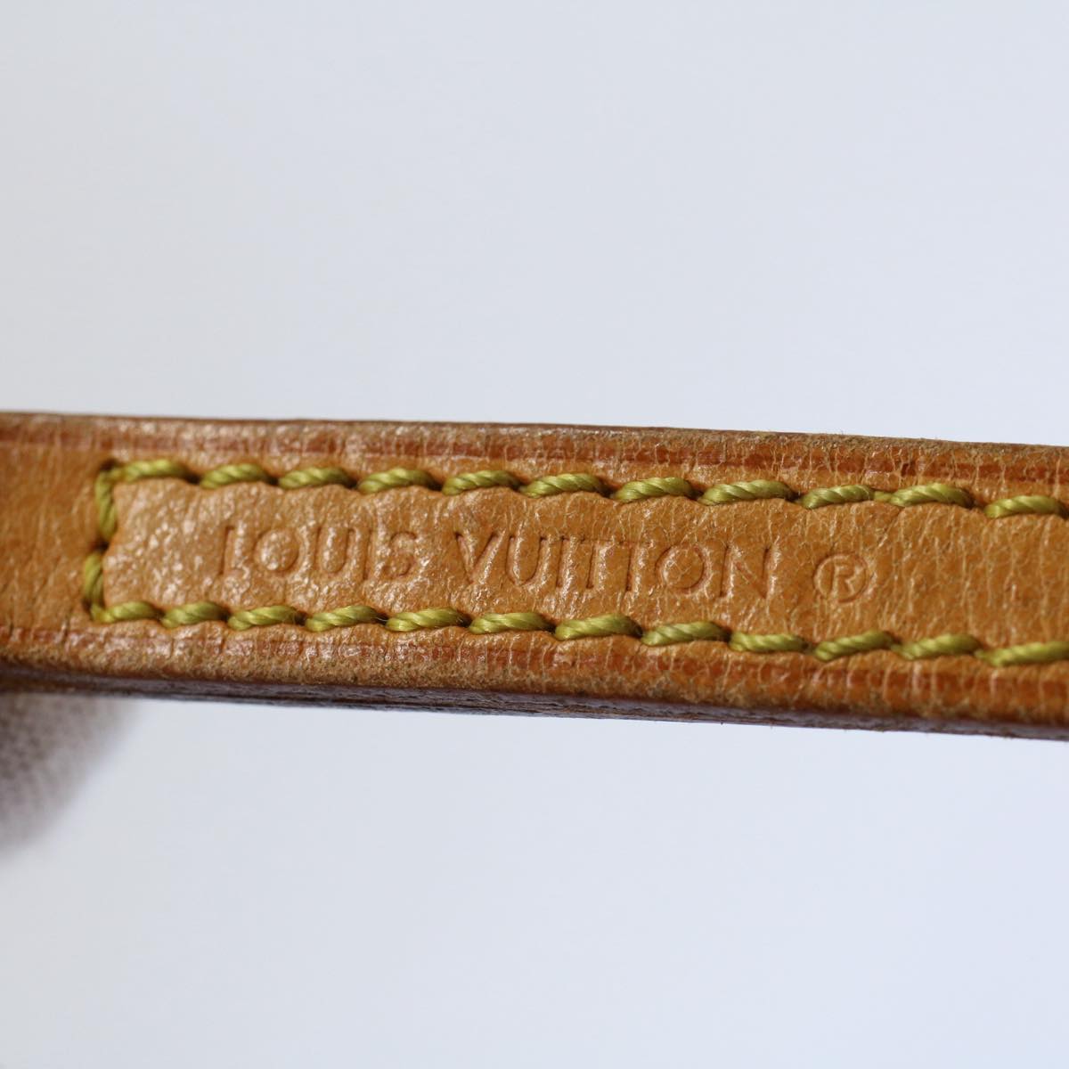 LOUIS VUITTON Shoulder Strap Leather 45.7"" Beige LV Auth 57665