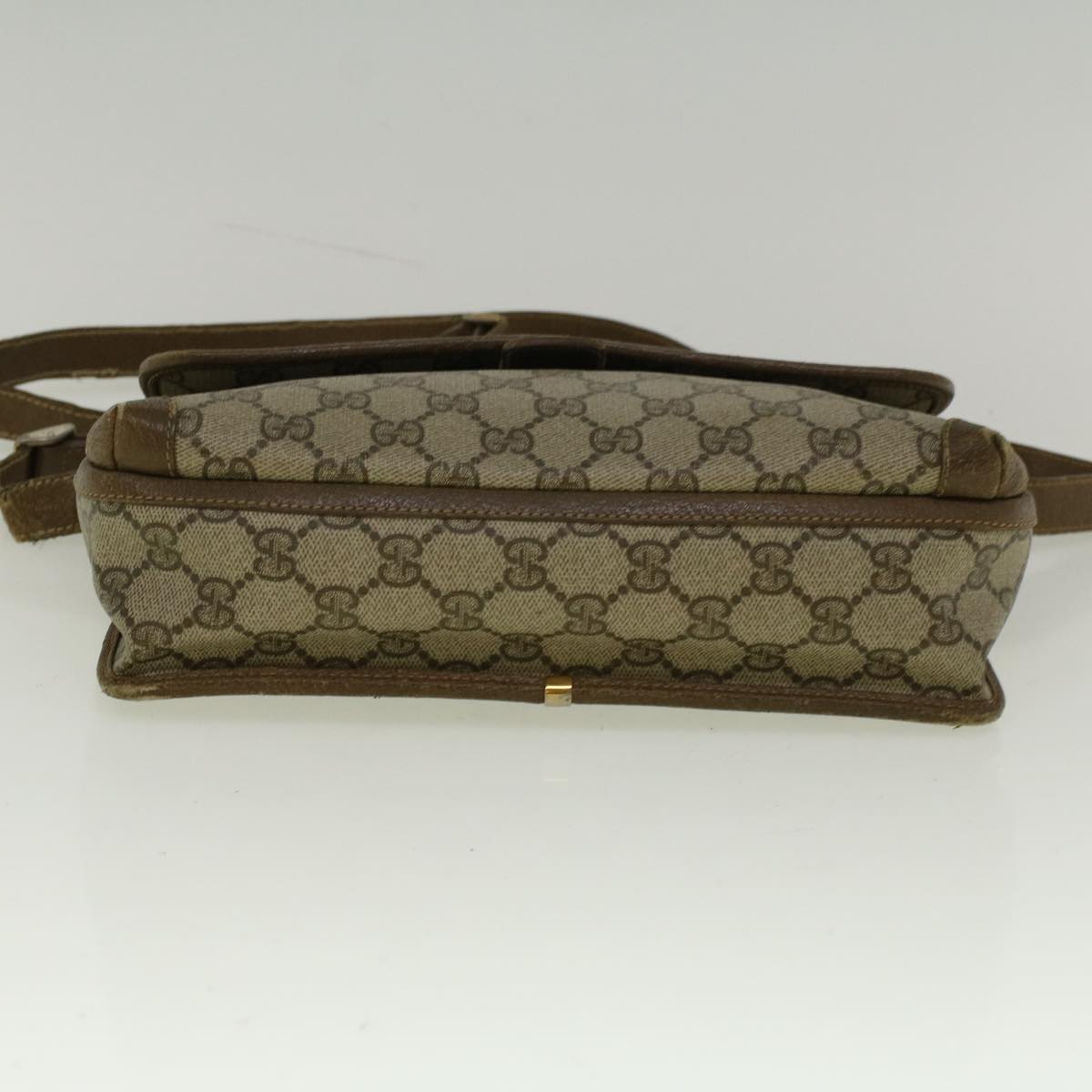 GUCCI GG Canvas Shoulder Bag PVC Leather Beige Auth 57669