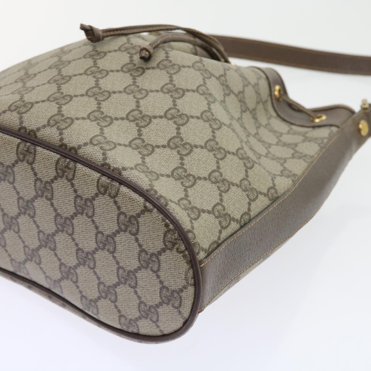 GUCCI GG Supreme Shoulder Bag PVC Leather Beige 001 115 Auth 57674