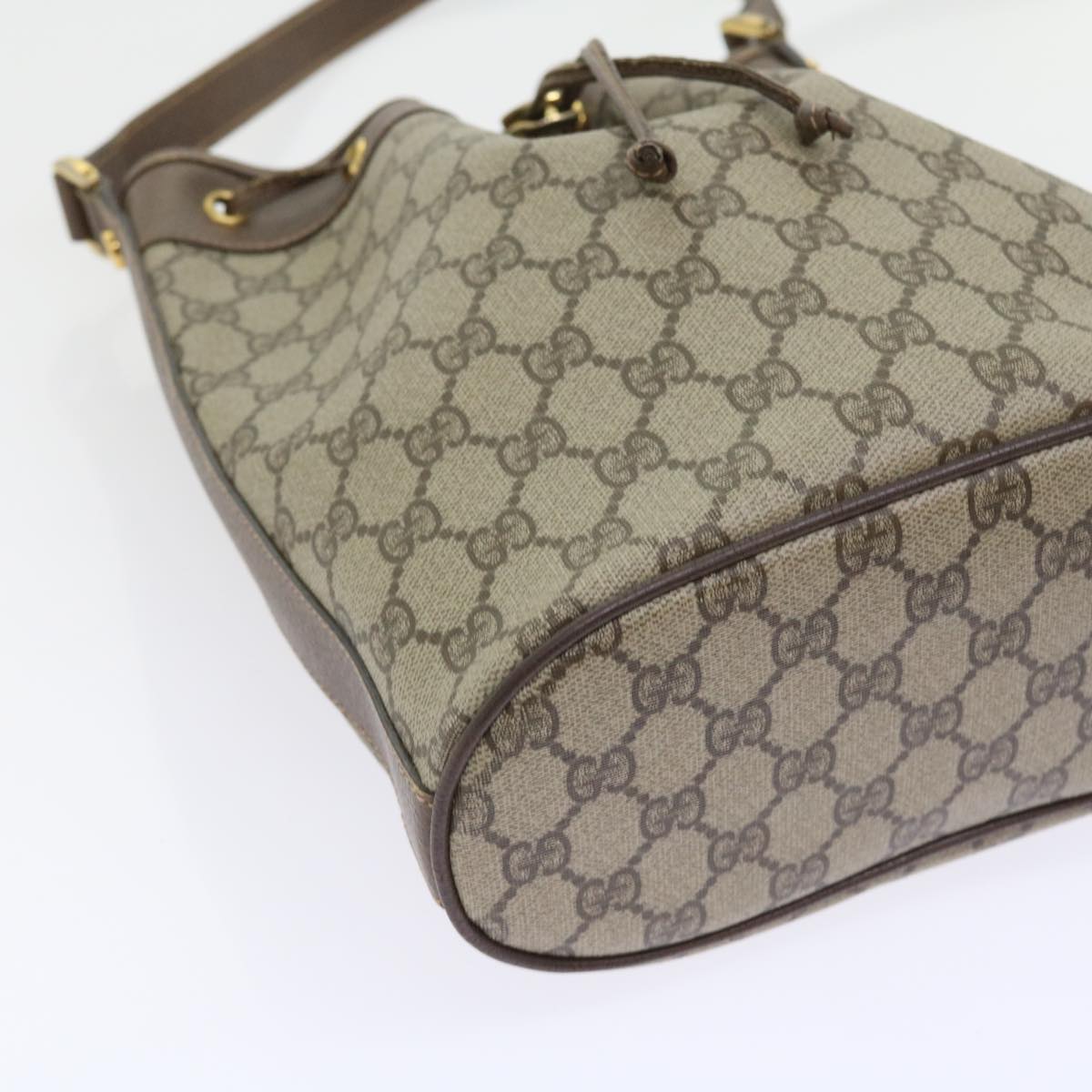 GUCCI GG Supreme Shoulder Bag PVC Leather Beige 001 115 Auth 57674