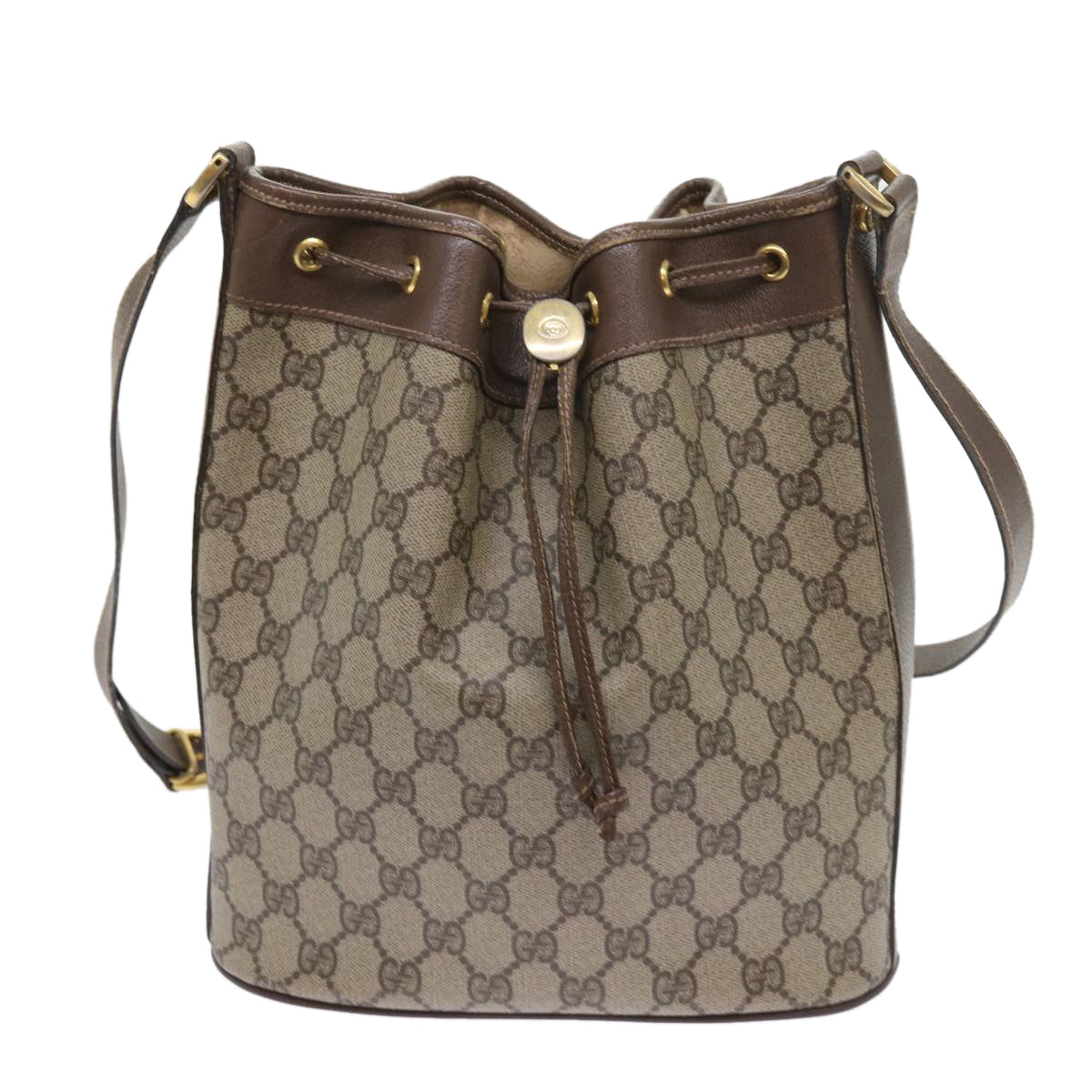 GUCCI GG Supreme Shoulder Bag PVC Leather Beige 001 115 Auth 57674