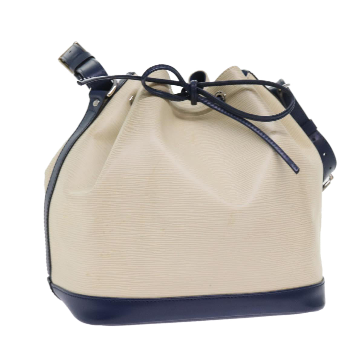 LOUIS VUITTON Epi Petit Noe Bicolor Shoulder Bag White Navy M40881 LV Auth 57735