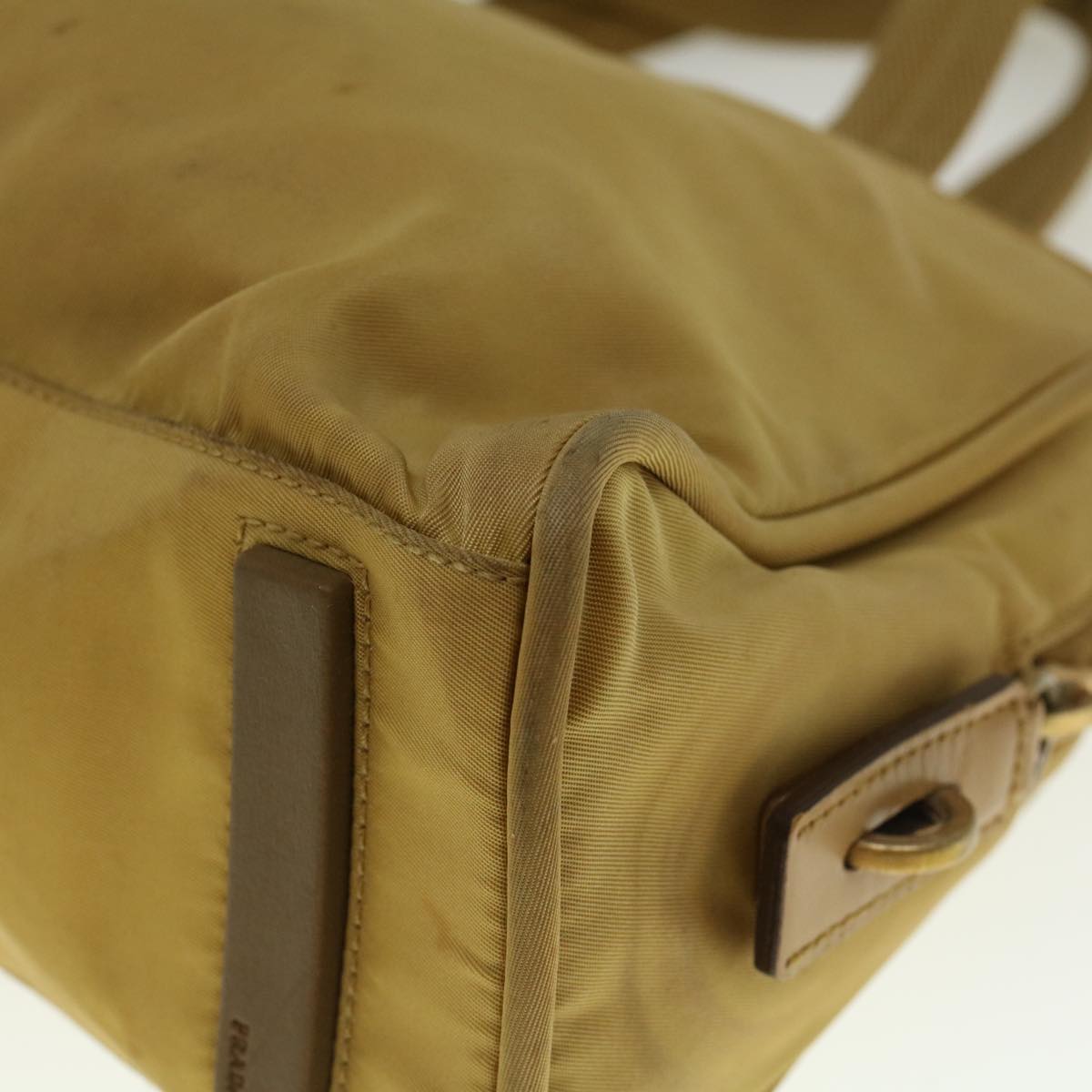 PRADA Hand Bag Nylon Beige Auth 57754