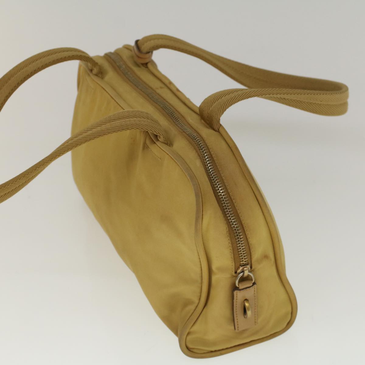 PRADA Hand Bag Nylon Beige Auth 57754