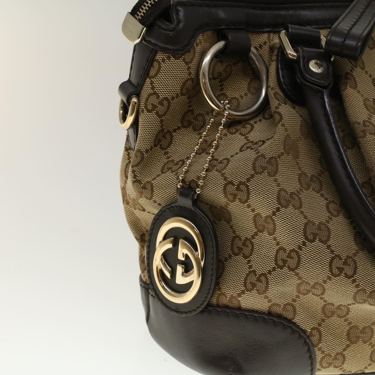 GUCCI GG Canvas Hand Bag 2way Beige 247902 Auth 57777