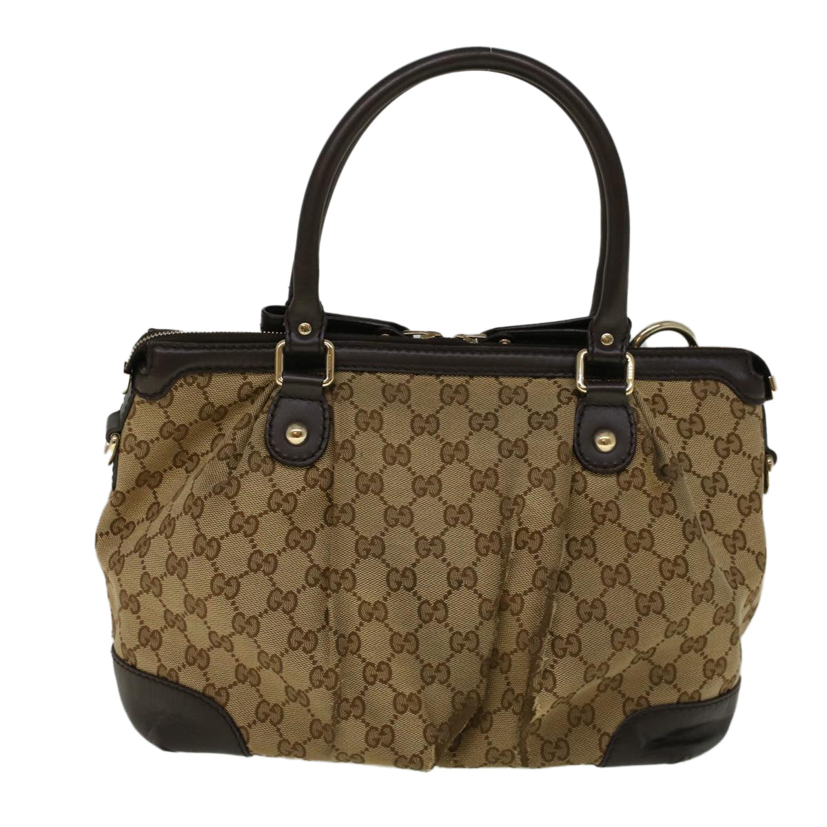 GUCCI GG Canvas Hand Bag 2way Beige 247902 Auth 57777 - 0