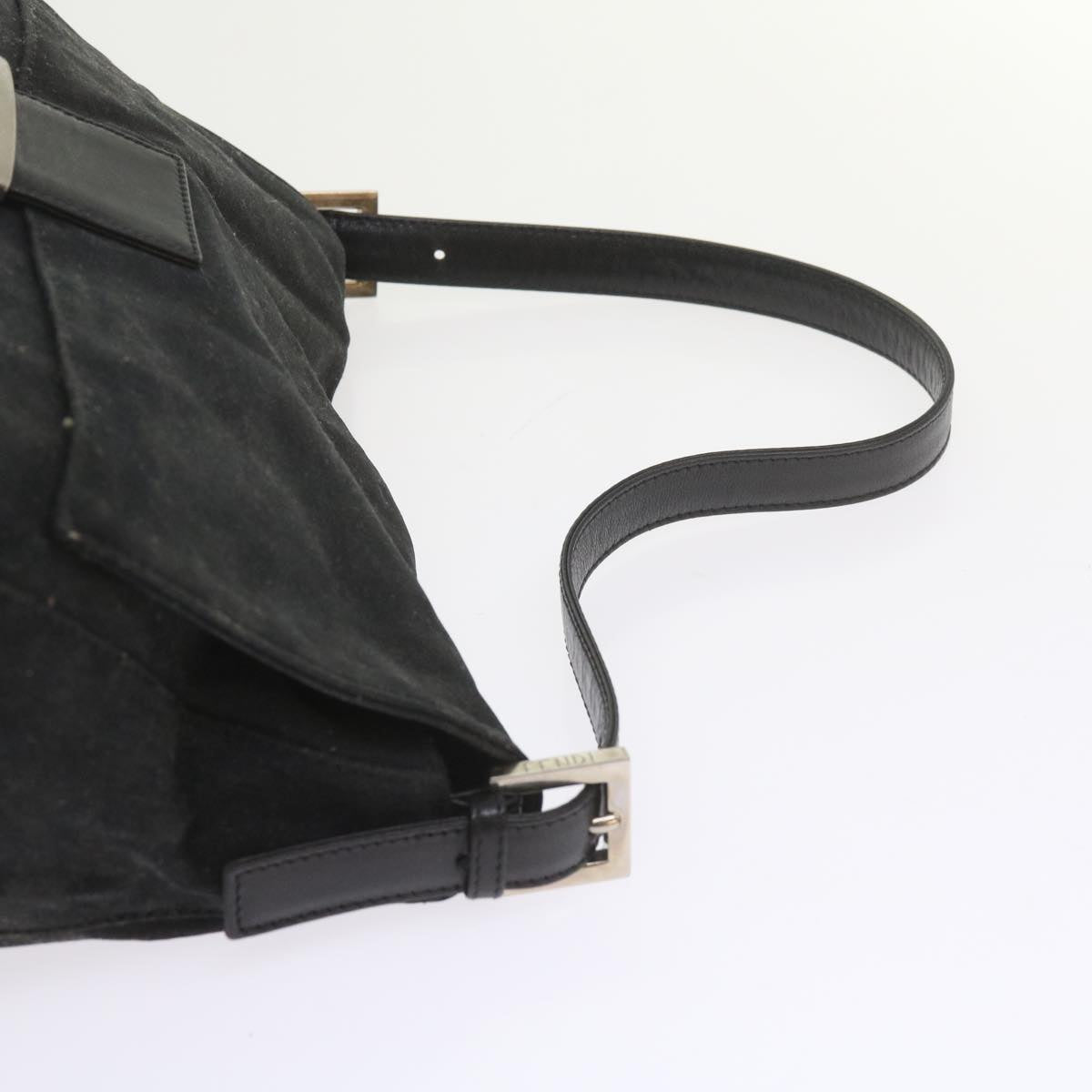 FENDI Mamma Baguette Shoulder Bag Nylon Black Auth 57792
