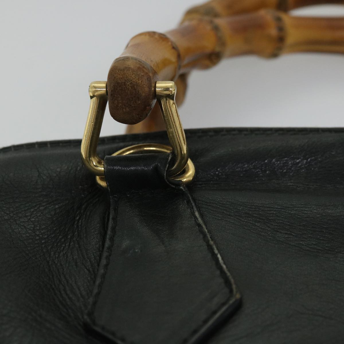 GUCCI Bamboo Shoulder Bag Leather 2way Black 000 1186 0289 Auth 57796