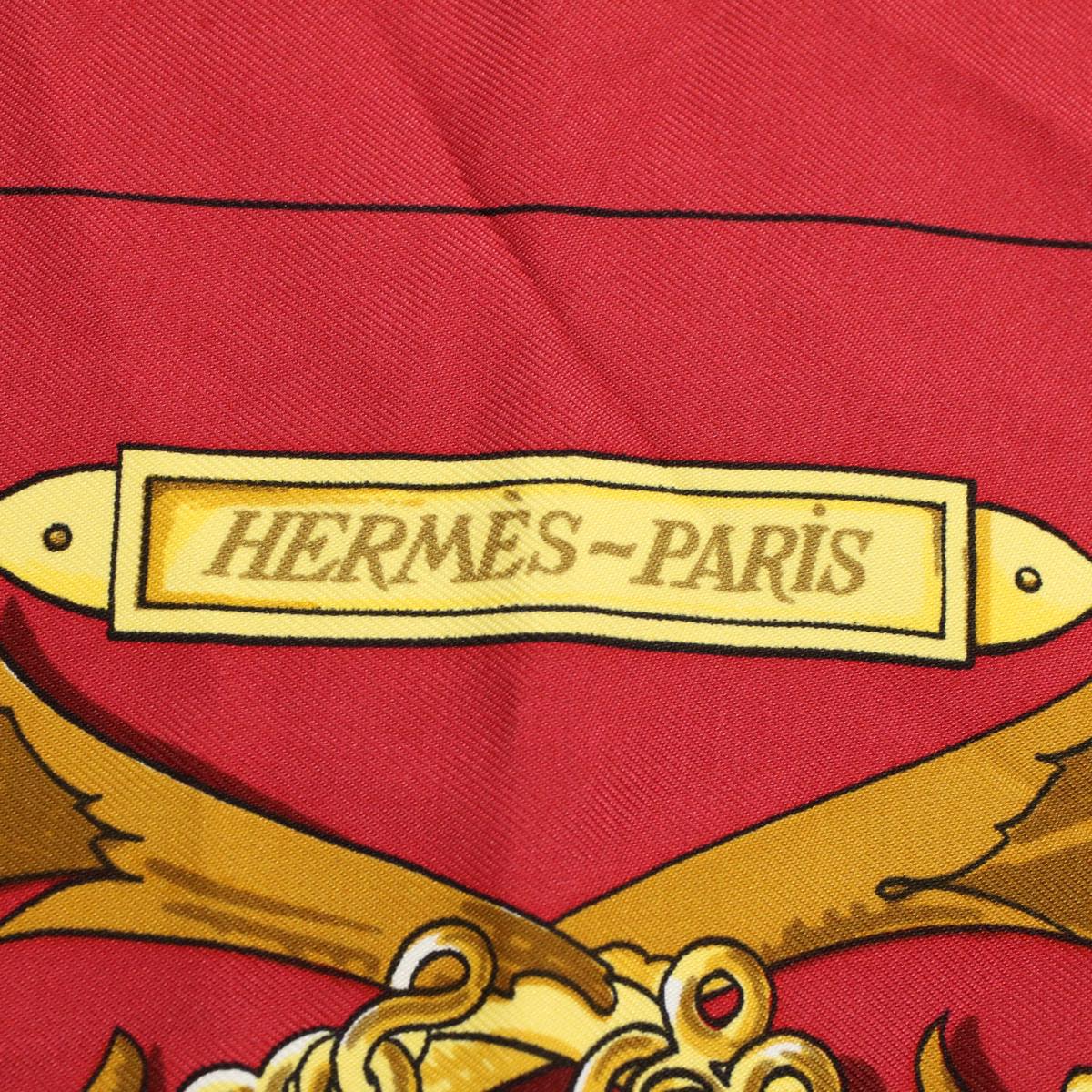 HERMES Carre 90 LE MORS A LA CONETABLE Scarf Silk Red Yellow Auth 57807