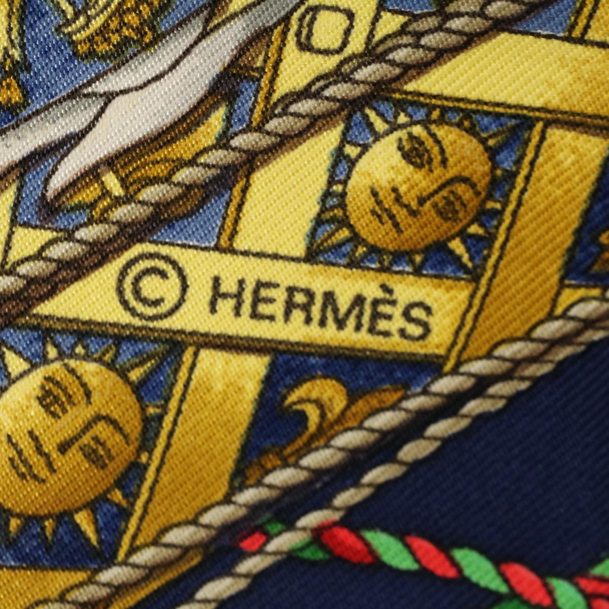 HERMES Carre 90 TAMBOURS Scarf Silk Khaki Auth 57812