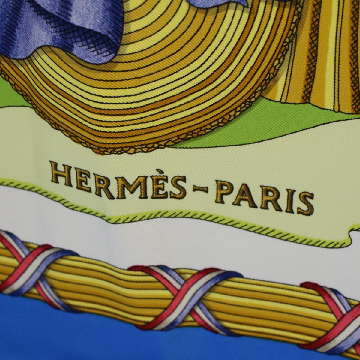 HERMES Carre 90 FRATERNITE REPUBLIQUE FRANCAISE 1789 Scarf Silk Auth 57814