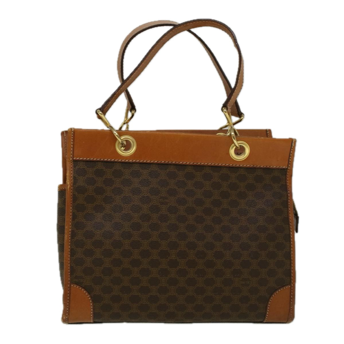 CELINE Macadam Canvas Hand Bag PVC Leather Brown Auth 57855 - 0