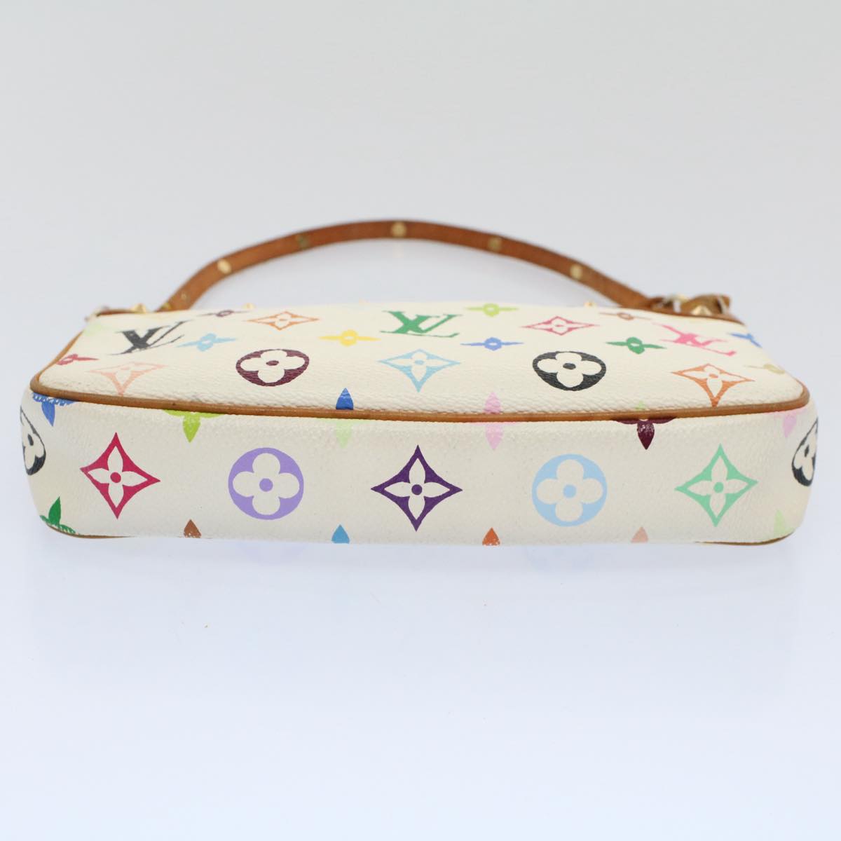 LOUIS VUITTON Multicolor Pochette Accessoires Pouch White M92649 LV Auth 57866