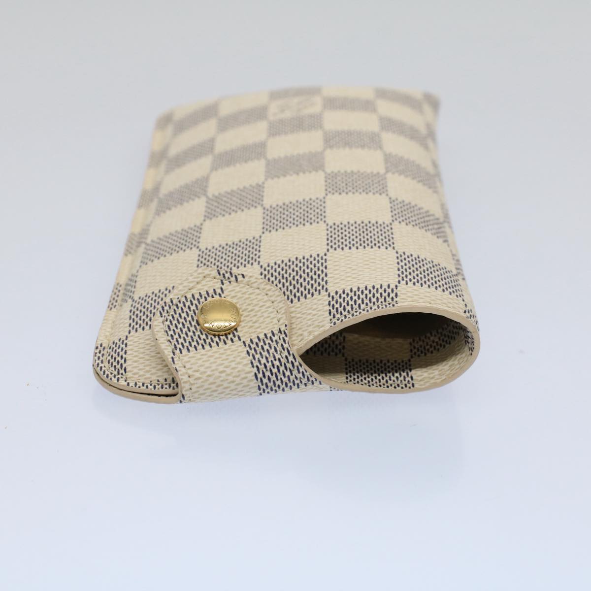 LOUIS VUITTON Damier Azur Etui A Lunettes MM Glasses Case N60025 LV Auth 57879