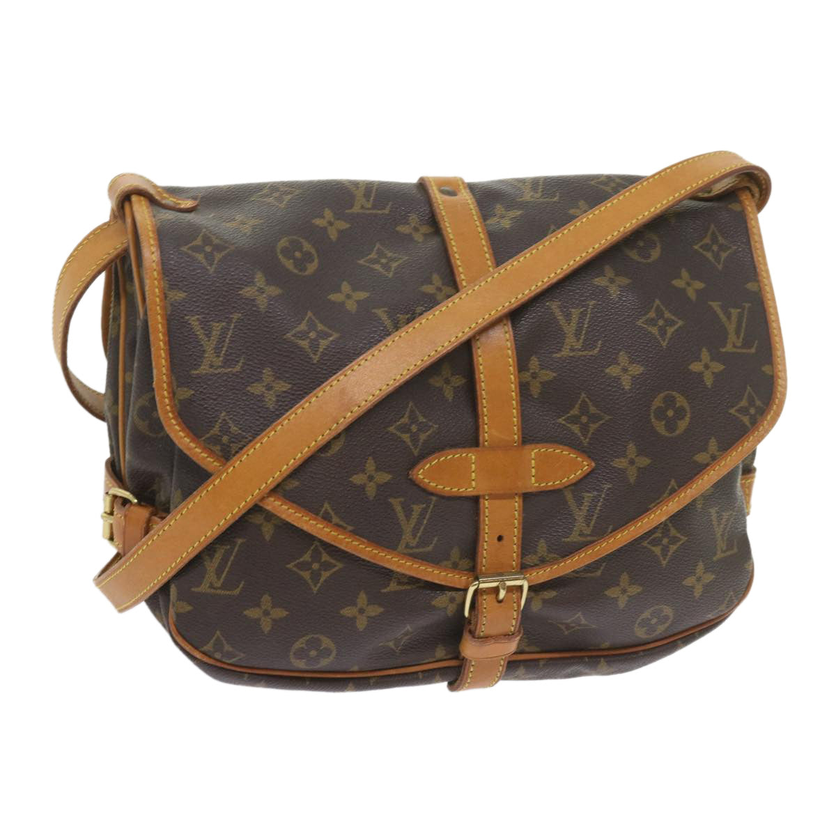 LOUIS VUITTON Monogram Saumur 30 Shoulder Bag M42256 LV Auth 57992