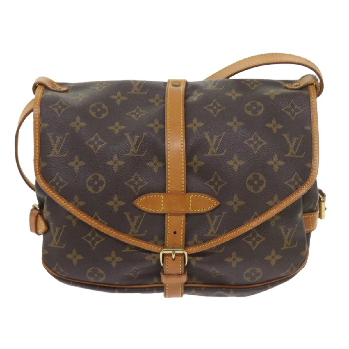 LOUIS VUITTON Monogram Saumur 30 Shoulder Bag M42256 LV Auth 57992