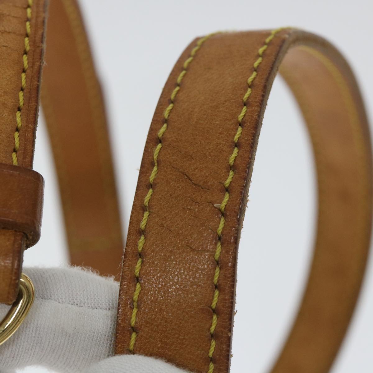 LOUIS VUITTON Adjustable Shoulder Strap Leather 31.5""-37.8"" Beige Auth 58012